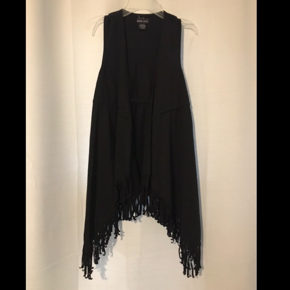 ⭐️3/$15 Black Vest with Fringe from Wet Seal